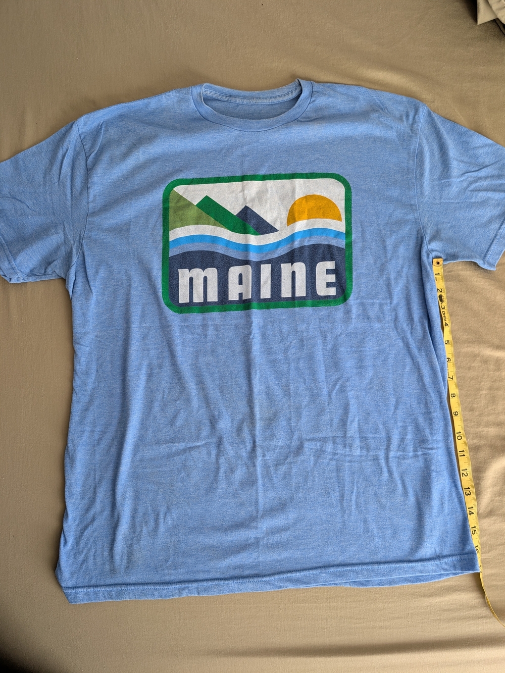 Maine Graphic Crew Neck T-Shirt - Light Blue XL